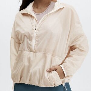 New Fabletics Womens Ash Cropped Half Zip Jacket S Boxy Fit Cinch Hem Outdoor